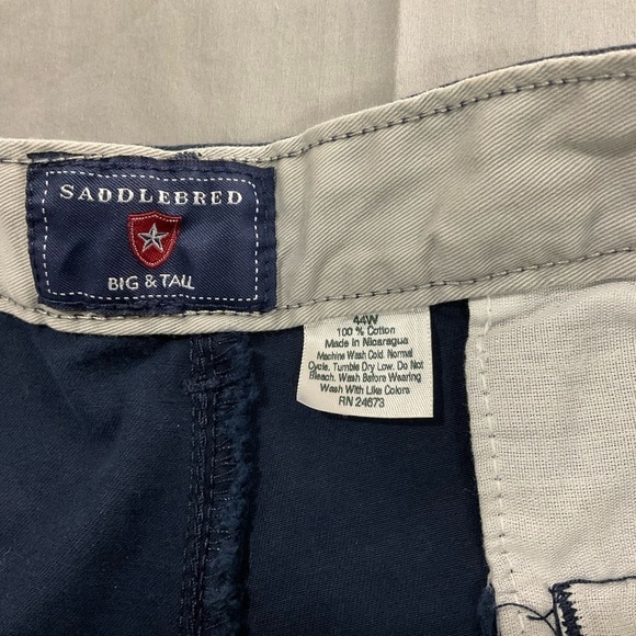 Saddlebred Shorts Mens 44W Big & Tall Navy Blue 100% Cotton Preppy Pleated Golf - Picture 4 of 8